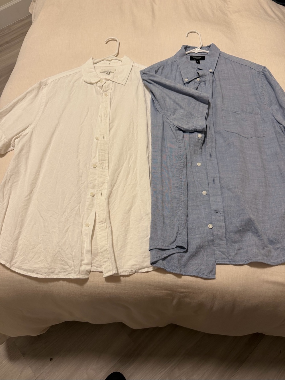 Banana Republic Light Blue and White Casual Button-Down Shirts